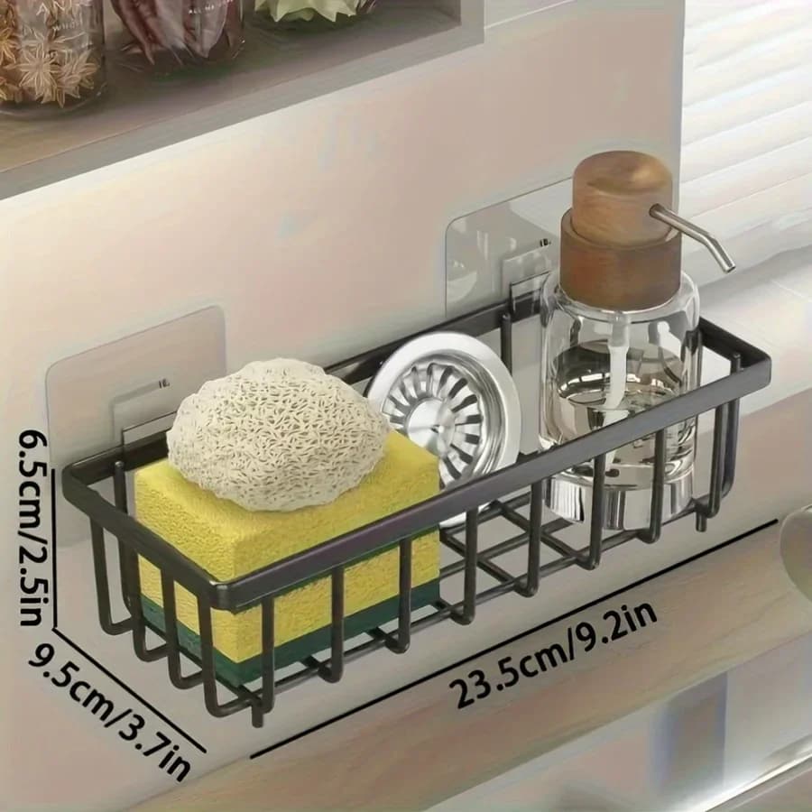 Easy-to-Install Kitchen Sink Organizer, No Drilling Required, Multipurpose Storage Rack Suitable for Sponges,Brushes, and Towels