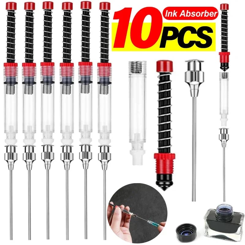 Fountain Pen Filler Ink Pen Syringe Absorbor Device Tool Suction Pipette Ink Cartridge Supplies Converter for Office School