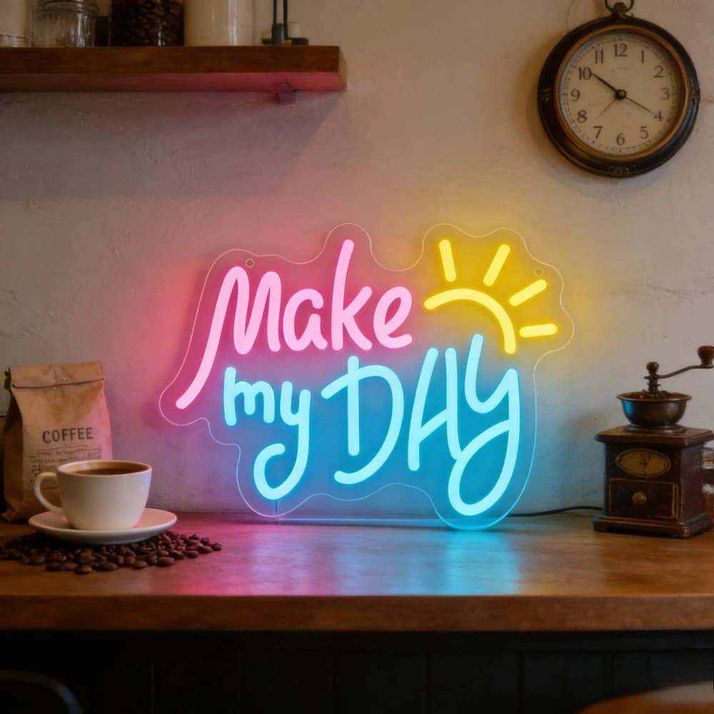 Insegna al Neon 'Make my Day' USB Dimmerabile, Luce LED al Neon per Bar, Man Cave, Camera da Letto, Hotel, Negozio, Sala Giochi, Decorazione Murale per Feste