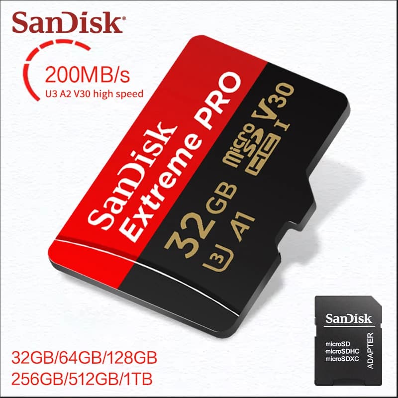 64GB 128GB 256GB 512GB 1TB Sandisk Extreme PRO Memory Card V30 TF Card High Speed UHS-I U3 Storage Micro SD Card For Camera