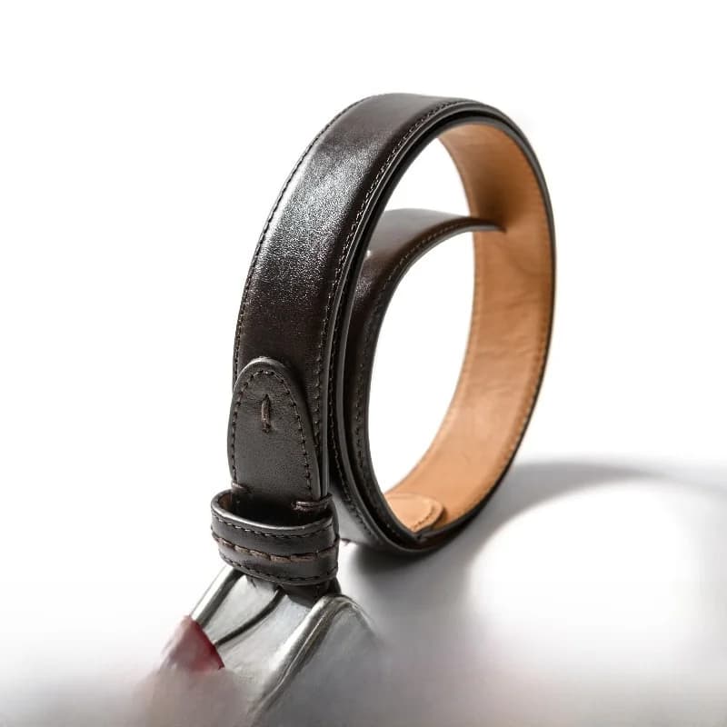 Double-Sided Vegetable-Tanned Top Layer Cowhide Leather Belt Handmade Stitched Men's Simple Versatile Genuine Leather Retro C...