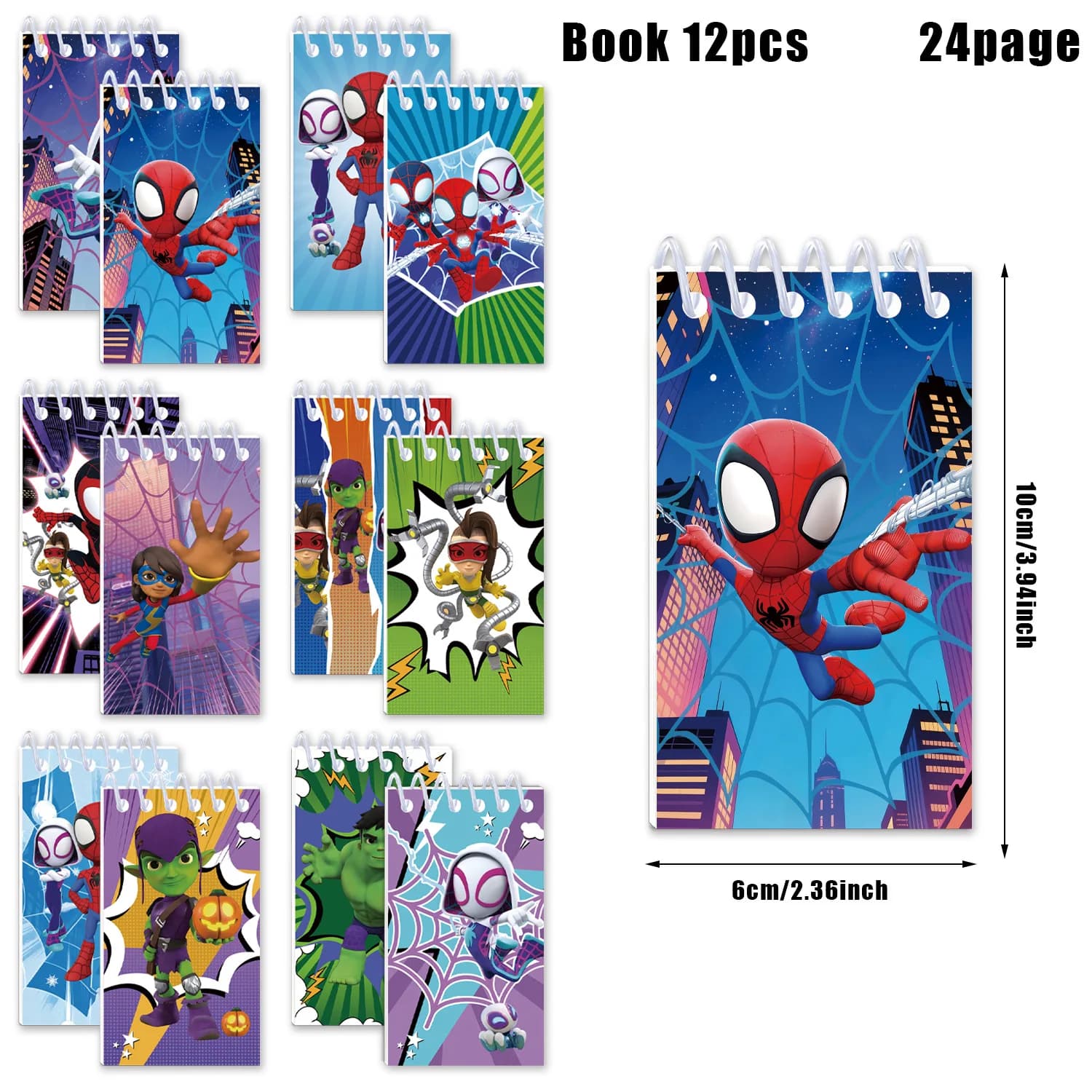 Blocco note della serie Marvel Spider-Man, quaderno a spirale chibi, agenda giornaliera. Un essenziale per il ritorno a scuola, articoli di cancelleria e regalo per le vacanze