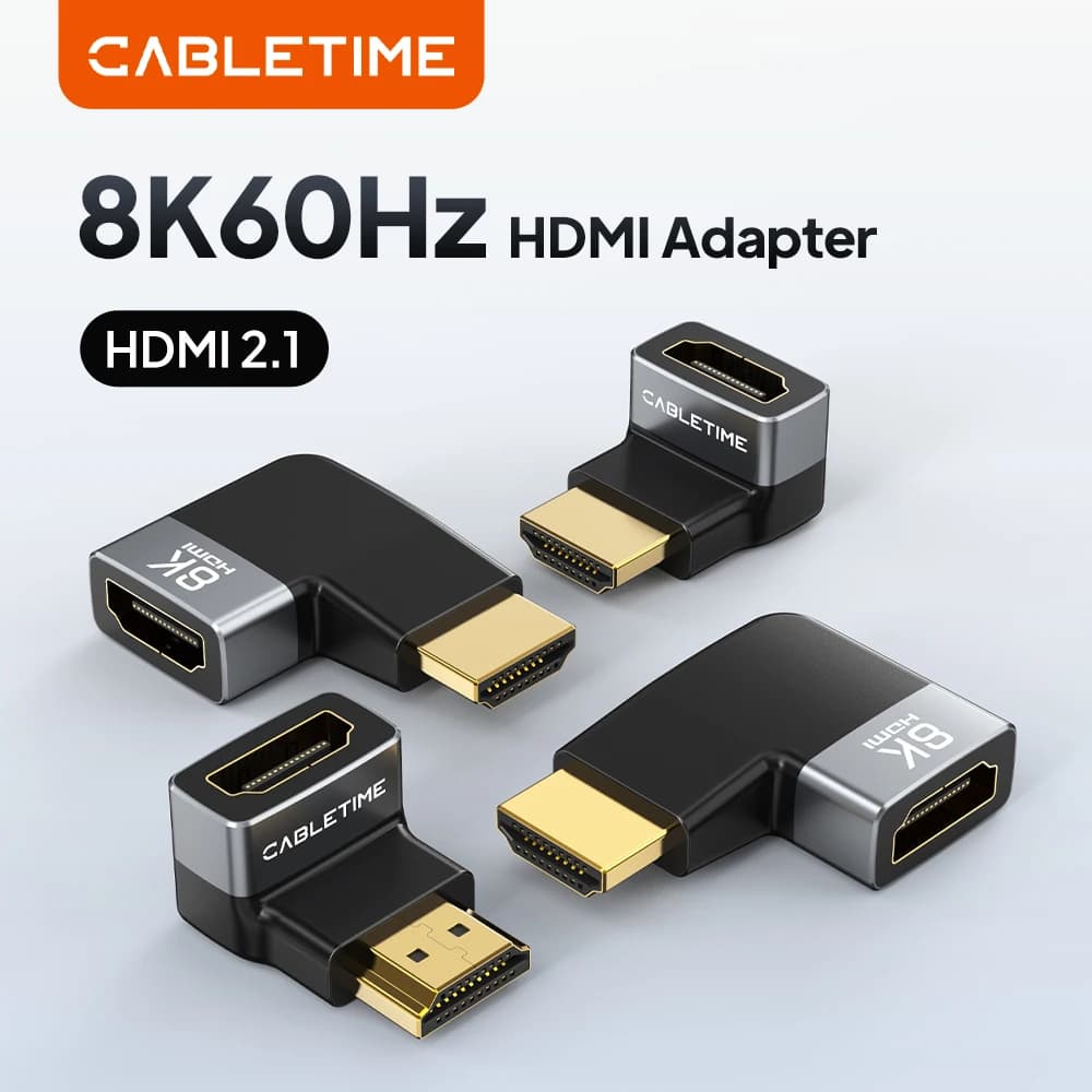 CABLETIME Adattatore HDMI 8K Adattatore convertitore maschio-femmina UHD2.1 Supporto 8K HDMI 2.1 4K 120Hz 48Gbps per laptop HDTV PS5