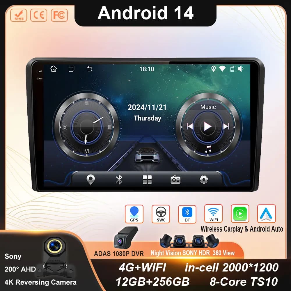 Wireless CarPlay Android Auto Radio Per Audi A3 8P 2003 - 2013 4G WIFI Auto Lettore Multimediale GPS Autoradio QLED DSP No 2din DVD