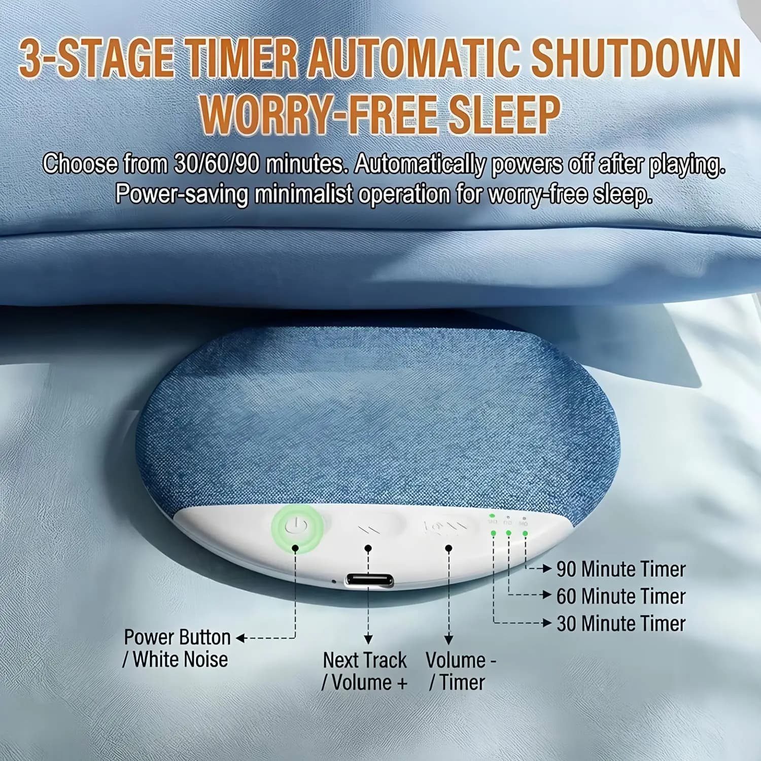 Bedroom Sleep Pillow Speaker For Sleeping Multi-functional Bluetooth Music Audio With White Noise Immersive Sleep Perfect GIft