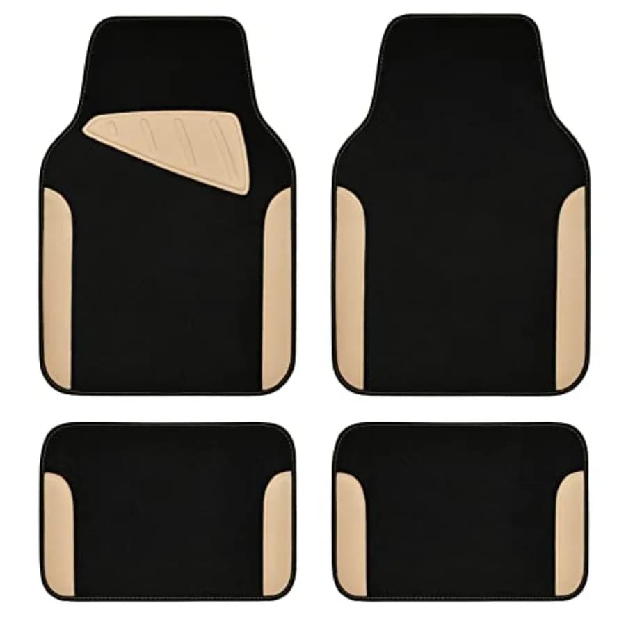 Tappetini Auto Universali Impermeabili, Adatti per SUV, Furgoni, Berline, Camion, Set di 4 Tappetini con Supporto per Tallone del Conducente