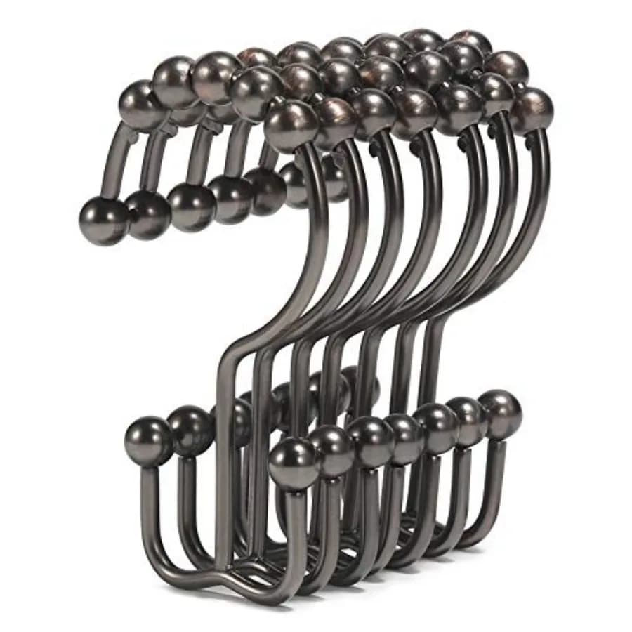 Shower Curtain Hooks, Shower Curtain Rings, Stainless Steel Shower Curtain Hooks Rust Proof Free Sliding Double Shower Hooks fo
