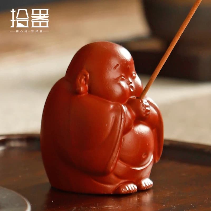 Yixing purple sand small Sami incense stick incense stick incense burner Maitreya Buddha creative tea pe