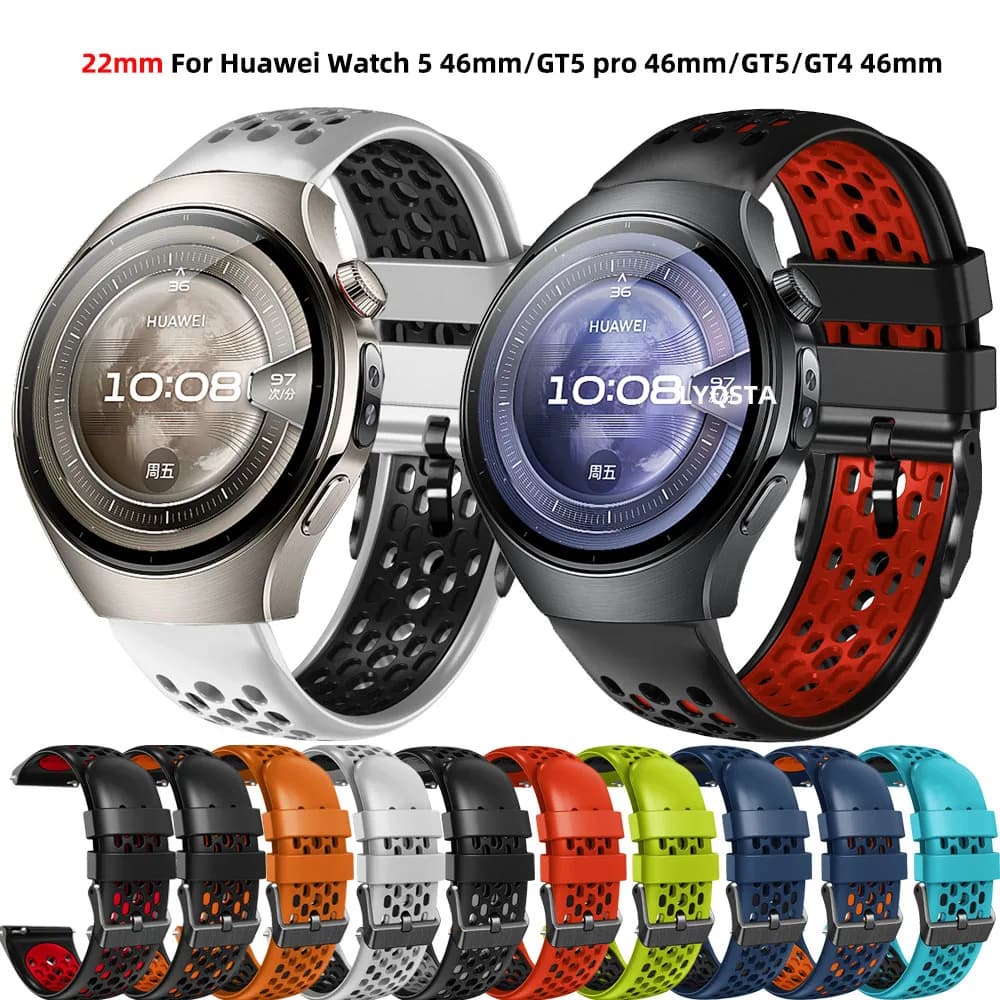 22mm Silicone Strap For Huawei Watch 5 46mm Watchband Bracelet For Huawei Watch GT 6 Pro 46mm GT5 GT6 46 MM Smartwatch Wristband