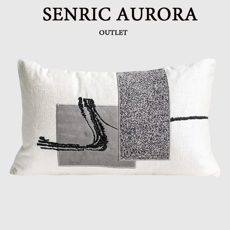 Fodera per cuscino di lusso Federa per cuscino in vita ricamata in tessuto grigio stile francese 30x50 cm per divano letto dell'hotel domestico