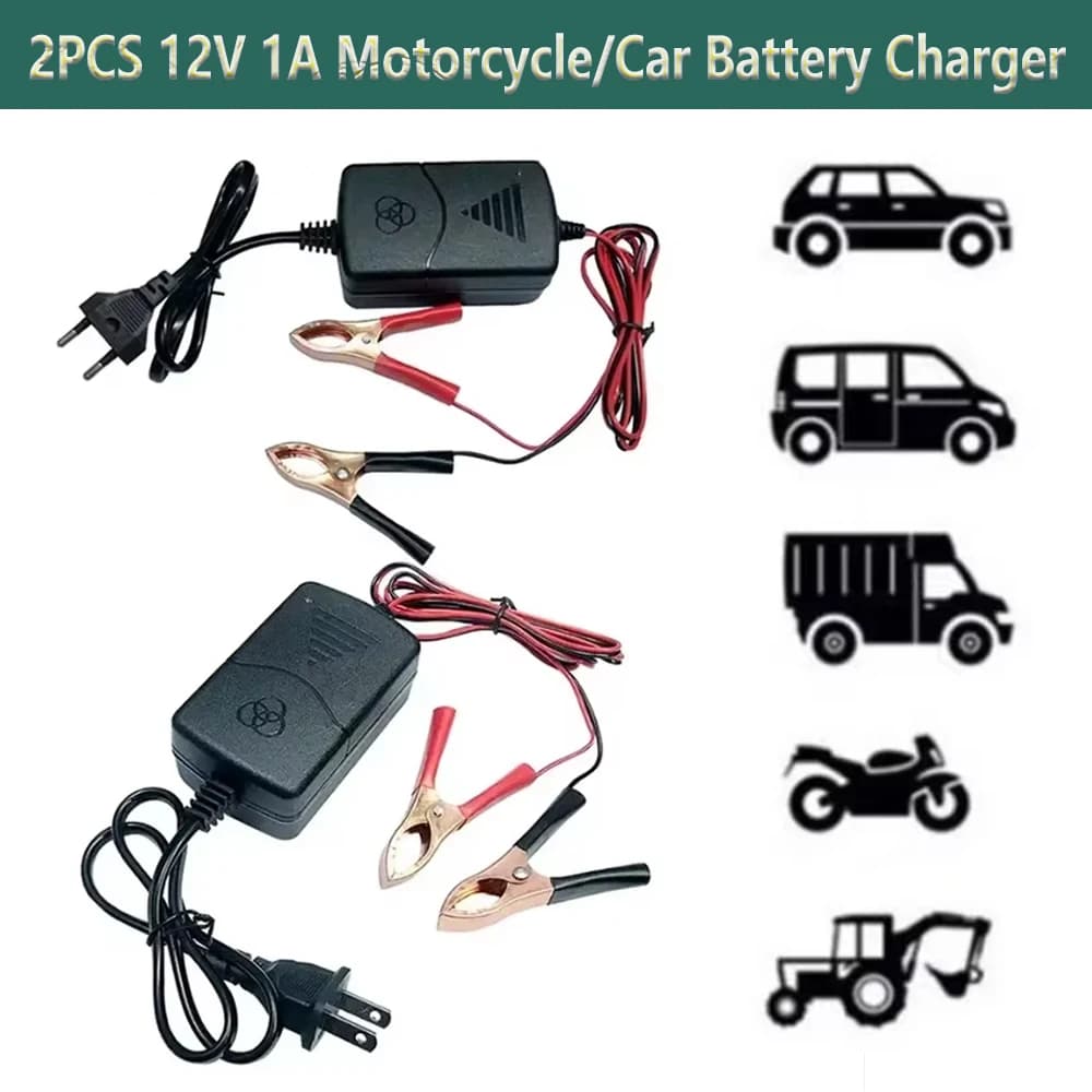 12V 1A Batteria Al Piombo Caricabatteria Per Auto 14.4V Doppio Filo Coccodrillo Adattatore di Ricarica di Alimentazione Intelligente Per Il Camion Moto
