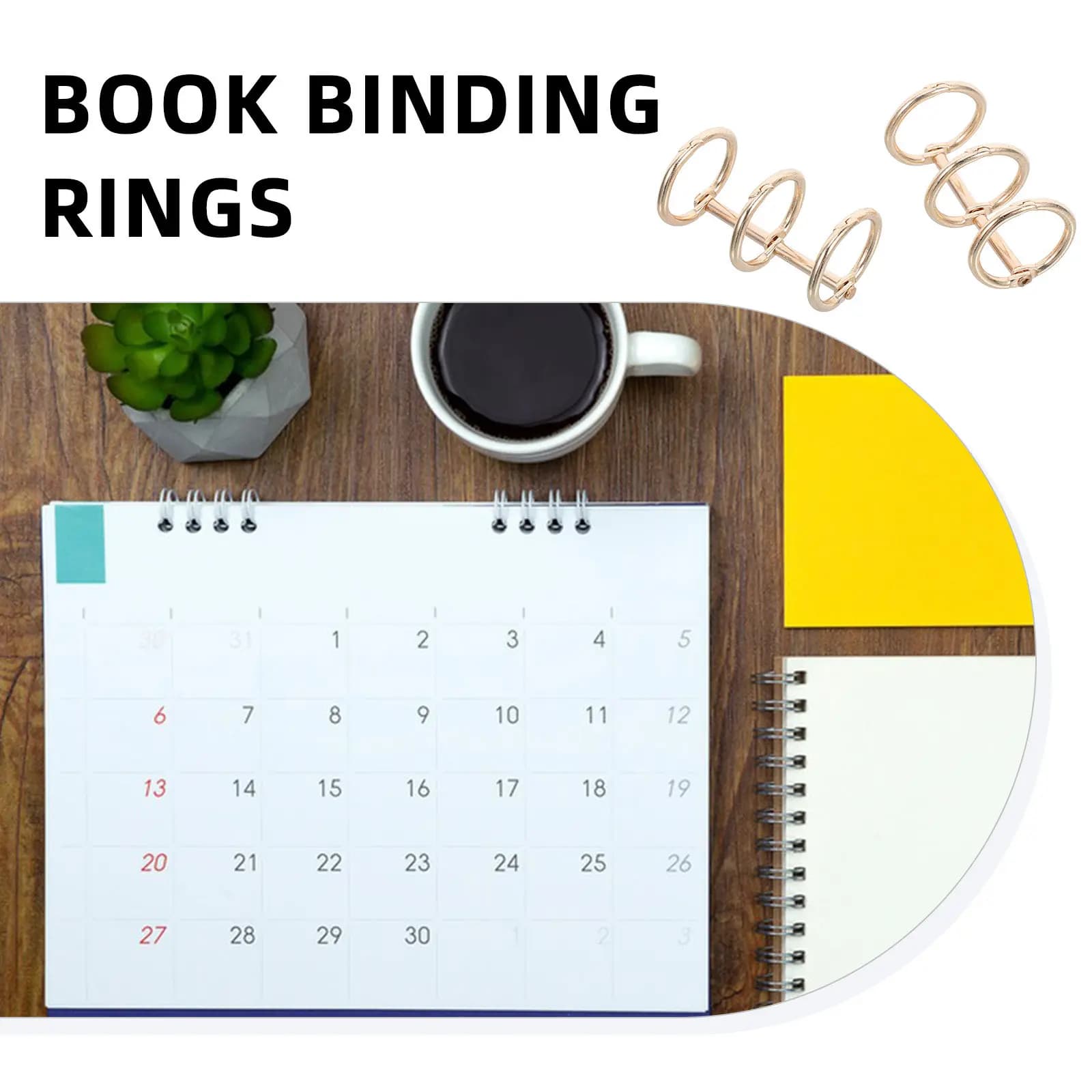 2Pcs Metal Loose Leaf Binding Rings for Calendars Planners Diaries Notebooks Flash Cards Booklets Easy Open Close Decorative