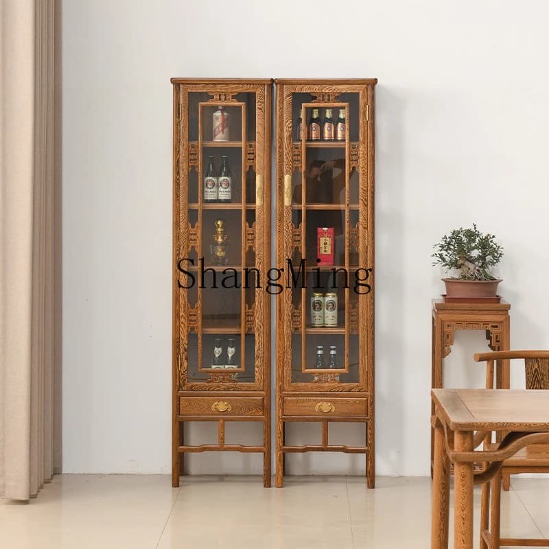 ZYY soggiorno in mogano contro il muro Armadietto per vino con porta in vetro cinese in legno massello