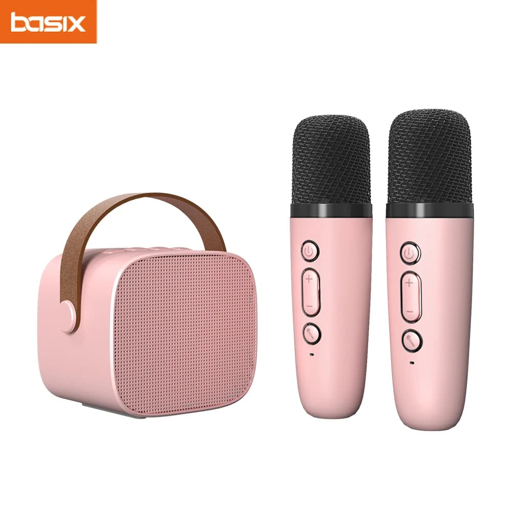 Basix Karaoke Machine sistema di altoparlanti Bluetooth 5.0 portatile con 1-2 microfoni Wireless Home Family Singing regali per bambini