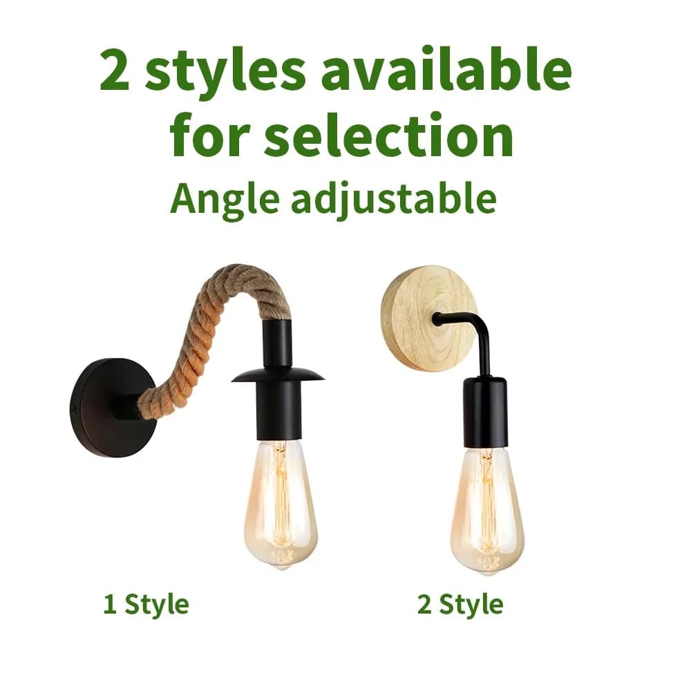 Lampada da Parete JOYINLED in Legno e Metallo Stile Vintage Bianco e Nero, Illuminazione Minimalista per Interni E26/E27, Decorazione per Camera da Letto