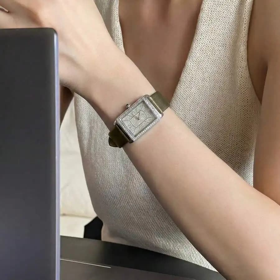 Orologio al quarzo rettangolare con cinturino in acciaio inossidabile con strass per donna, moda, lusso, uso quotidiano
