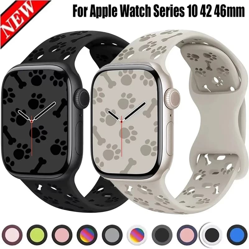 Cinturino in silicone zampa di cane per cinturino Apple Watch 49mm 46mm 45mm 44mm 41mm 40mm 38mm Bracciale Correa Serie 10 9 8 7 6 5 4 3 SE Ultra2