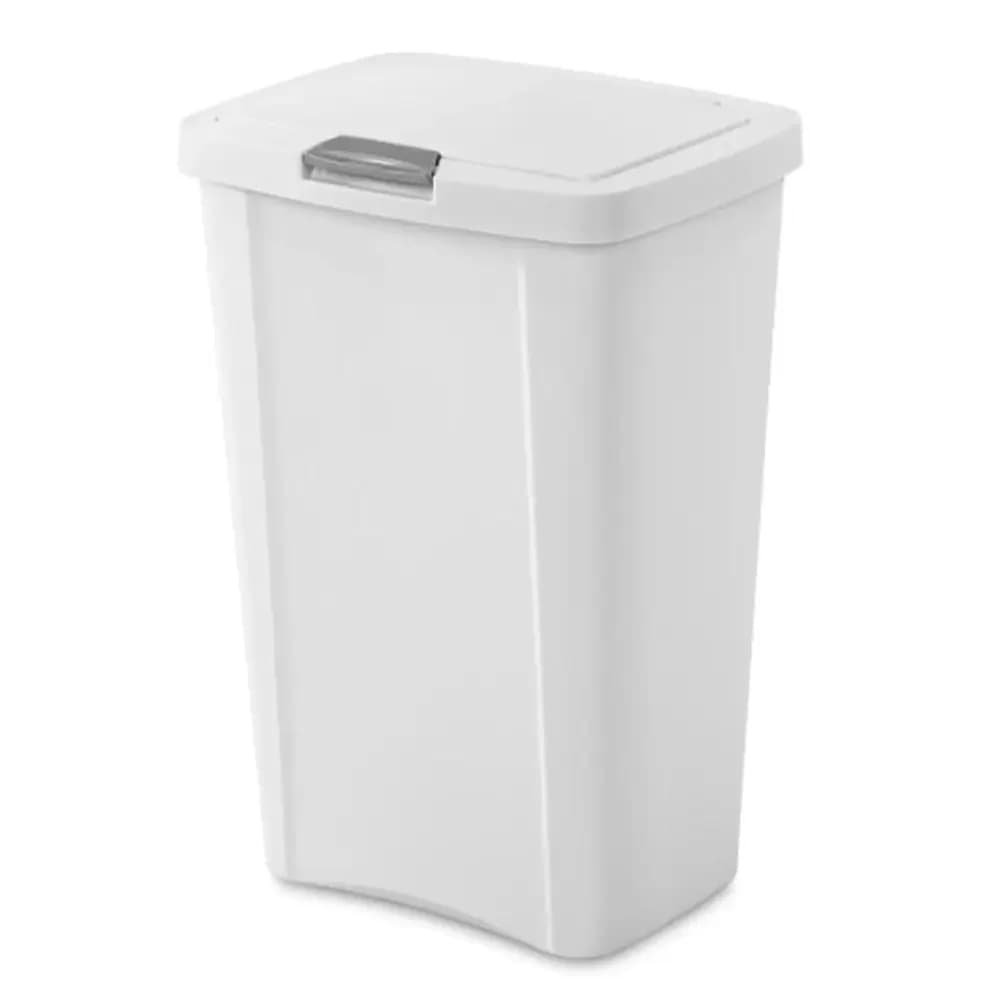 Cestino per Rifiuti con Coperchio Touch da 13 Galloni con Rivestimento in Titanio, Ideale per Cucina, Garage, Seminterrato o Ufficio, Bianco (Confezione da 8)