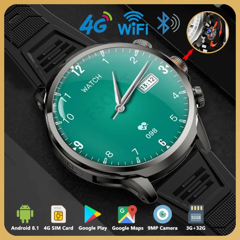 Orologio intelligente Android di rete 4G 180 ° APP per fotocamera da 9 MP Scarica gratuita GPS WIFI NFC Chiamata Bluetooth Uomo Donna Smartwatch 3D da 1,95 pollici