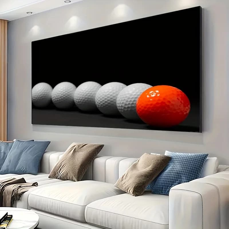 Stampa artistica su tela con golf, poster moderno da parete per soggiorno e camera da letto, sfondo contemporaneo con posizione della palla da golf