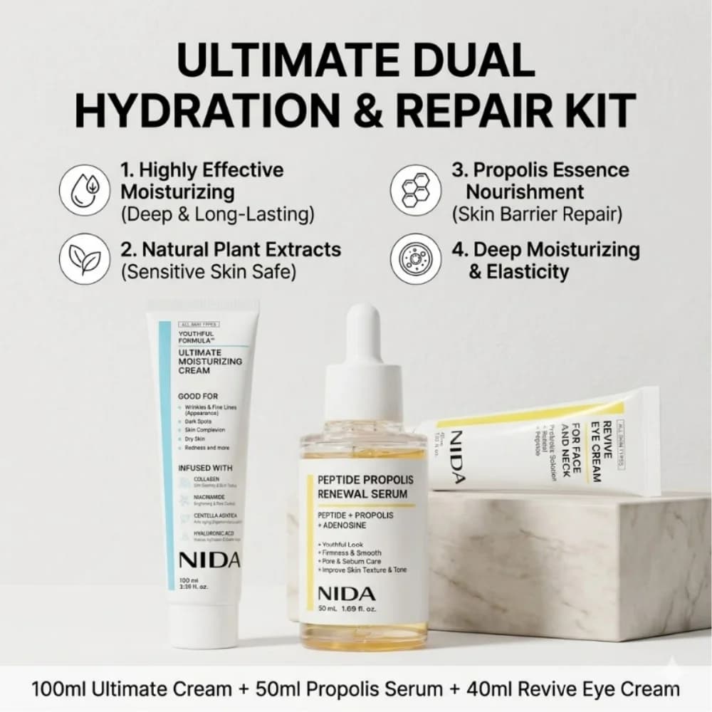 Set Crema Viso Idratante + Crema Contorno Occhi con Estratti Naturali, Idratazione a Lunga Durata, Anti-Età, Rassodante per la Cura della Pelle