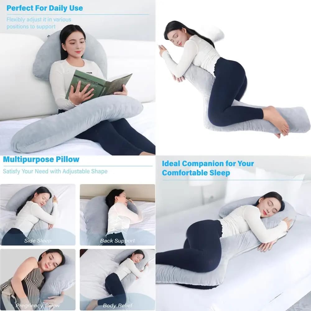Memory Foam cushion for All Body, for Sleepers on a Flank or Back, 68 cm Length with Sagomato Support, Knee Pad and Legs - Middle Grey