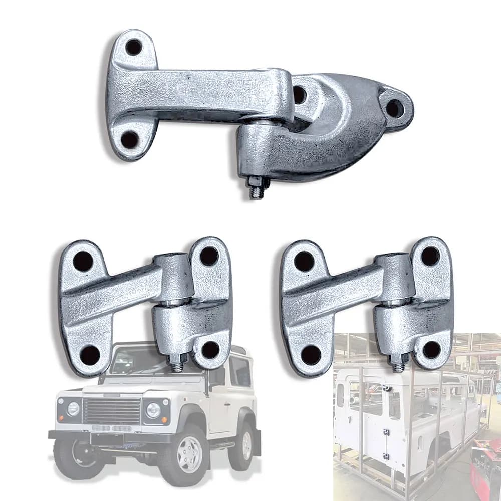 Cerniera per portellone posteriore in ghisa argento per Land Rover Defender 90 110 1990-2016