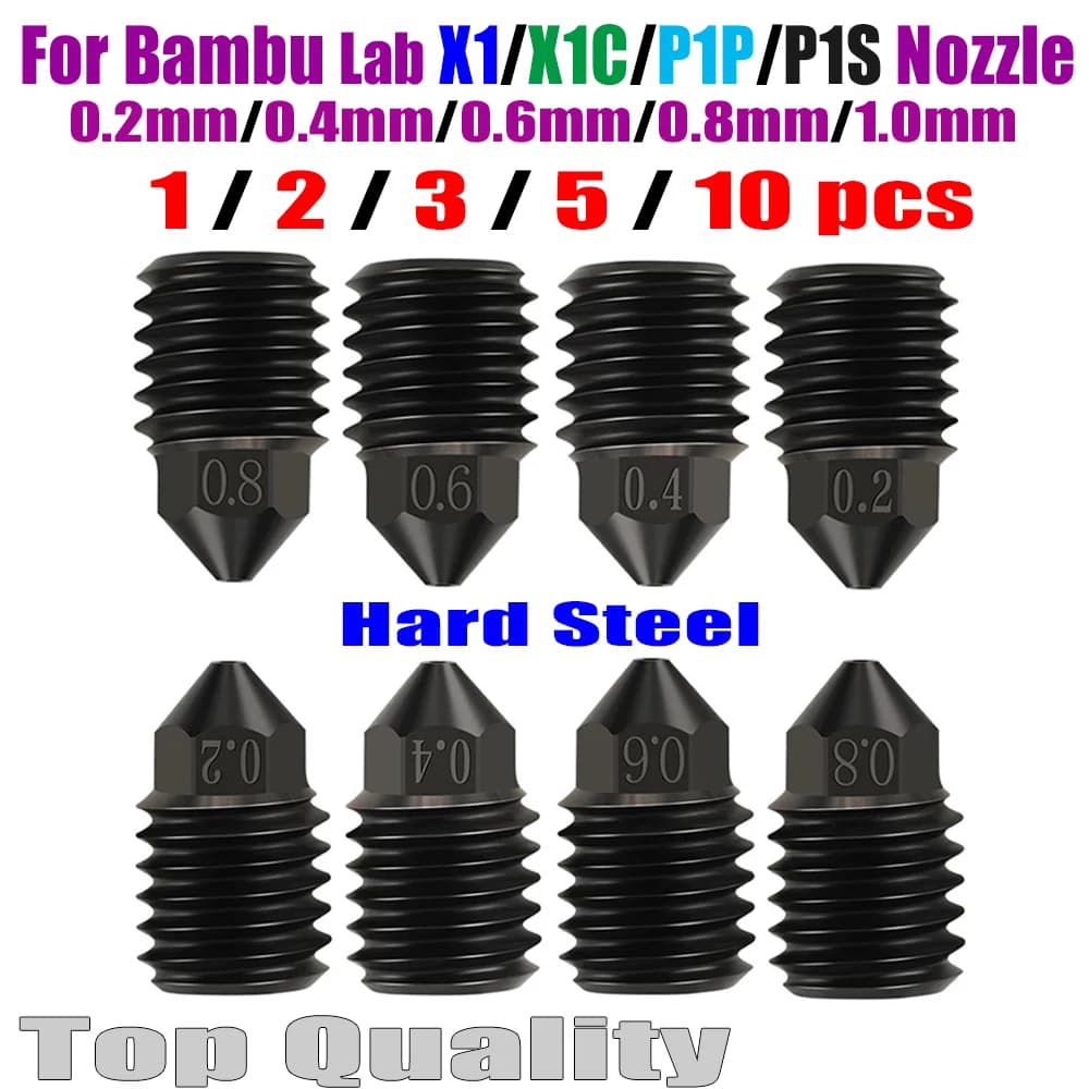 Per Bambu Lab p1p /P1S X1/x1c Ugello In Acciaio Temprato 0.2 0.4 0.6 0.8 1.0mm Per Ugelli Bambulab Aggiornato Accessori Per Stampanti 3D