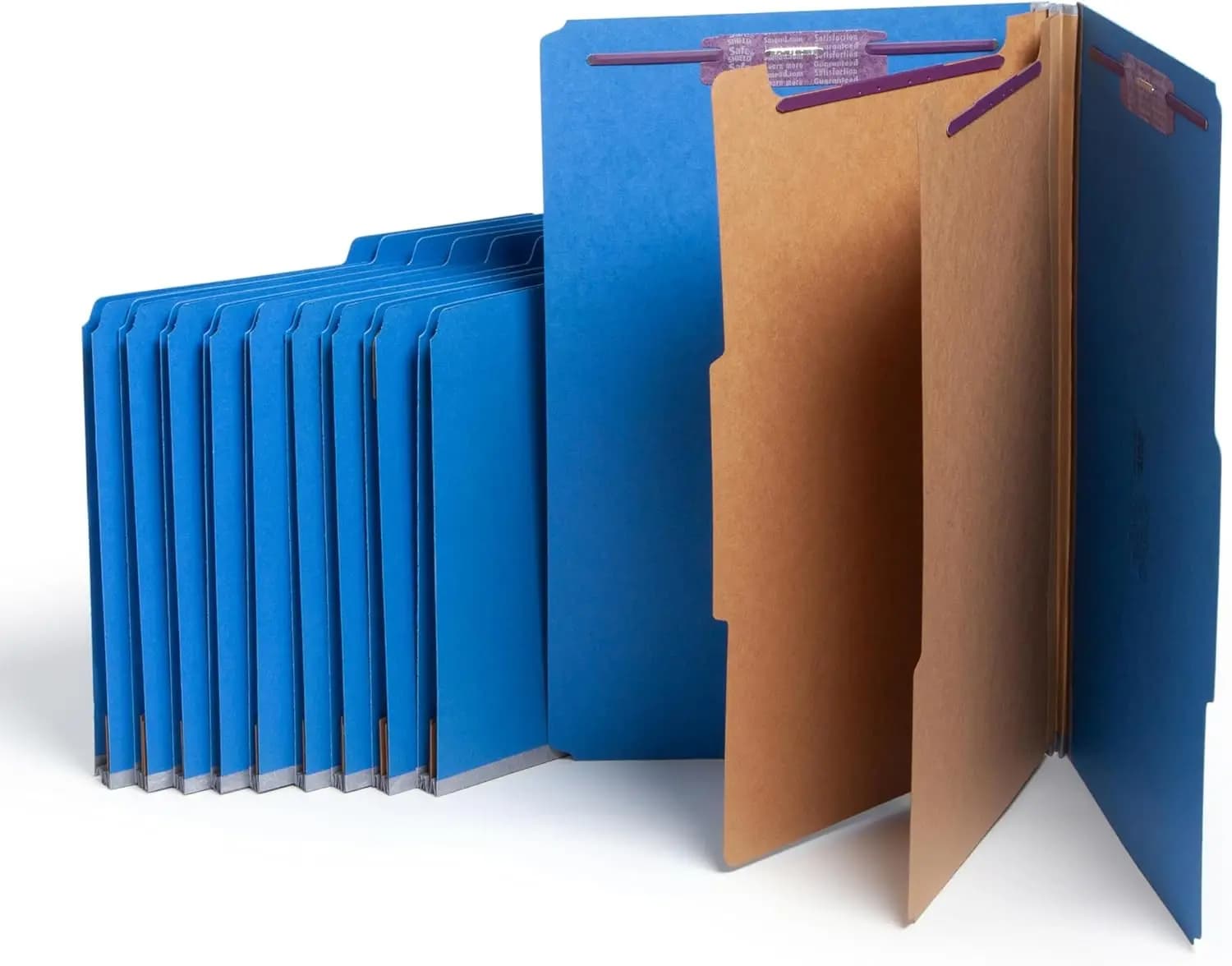 Cartelle di file espandibili di dimensioni legali con divisori, elementi di fissaggio sicuri, blu scuro, 10 per scatola per l'organizzazione dell'ufficio