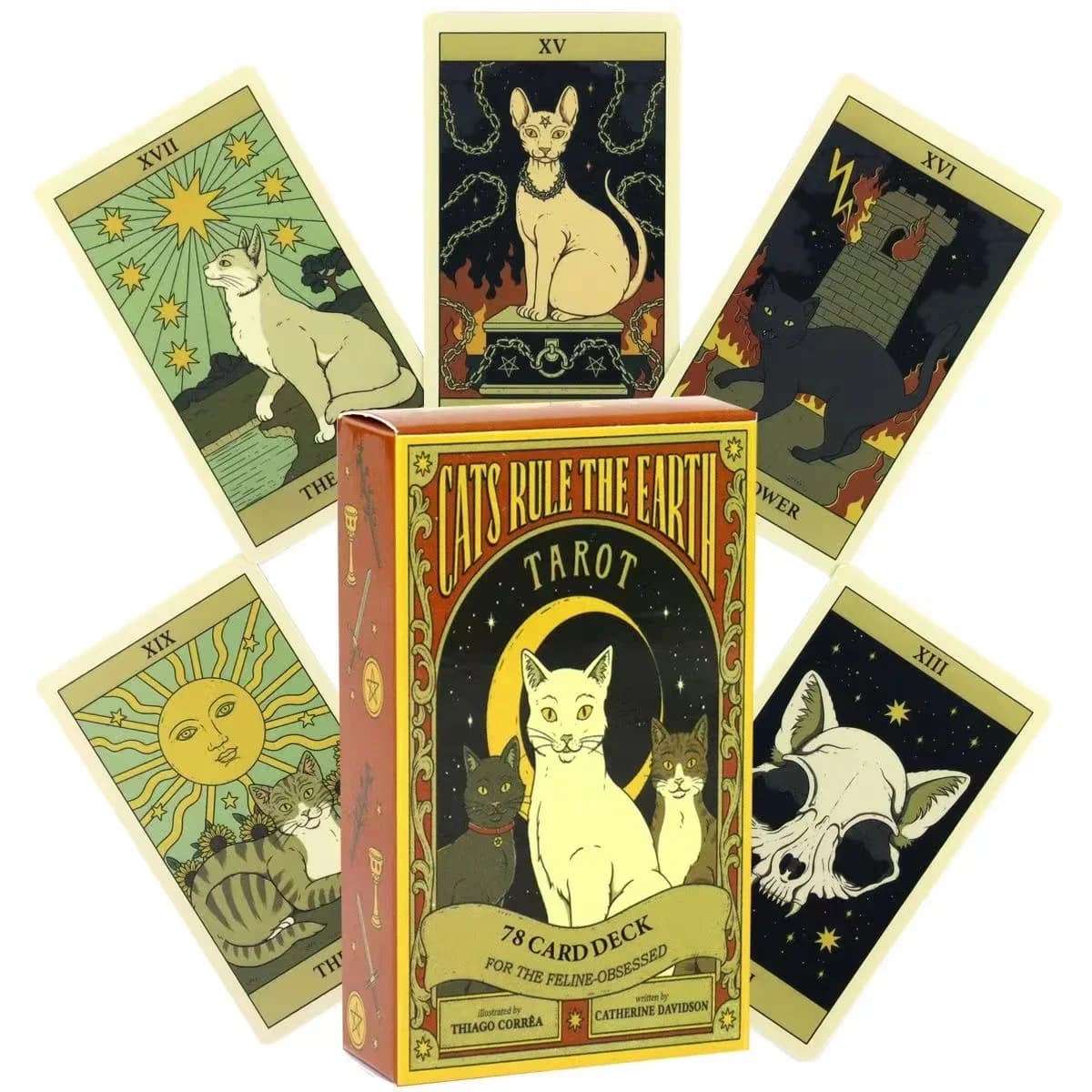 CALDO!! Gatti Rule Earth carte dei tarocchi Un mazzo da 78 Oracle Carte uniche per gli amanti dei gatti e gli appassionati dei tarocchi Simpatico tarocchi
