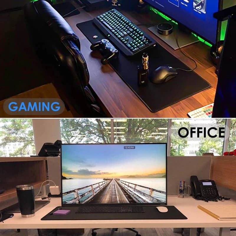 Tappetino per Mouse da Gaming Oversize Antiscivolo con Bordi Cuciti, Tappetino da Scrivania in Gomma Resistente per Giochi Esports