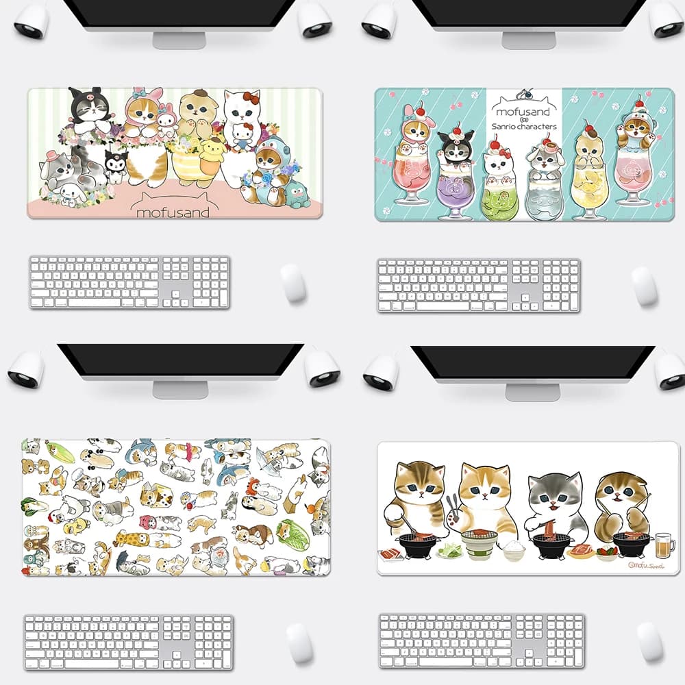 Cute Anime Mofusands Mousepad Stampa HD Giocatori di computer Bordo di bloccaggio Tappetino per mouse antiscivolo XXL90x40cm Tastiera PC Tappetino da scrivania