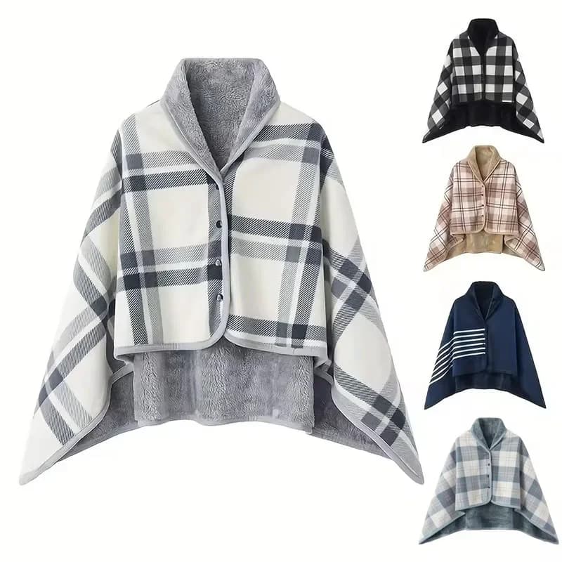 1 coperta con scialle in flanella, indossabile, pigra, casual, per ufficio, calda, per comfort e stile