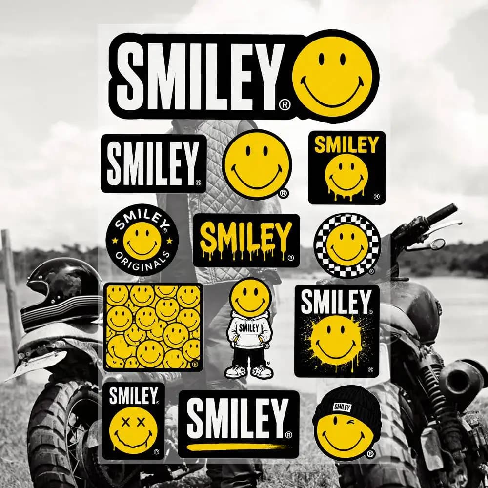 S-M-IL-EY- Aesthetic Graffiti Waterproof PVC Stickers for Car Motorcycle Skateboard Helmet Notebook