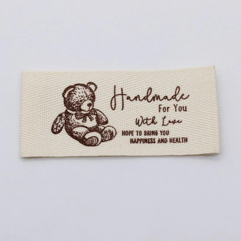 Handmade twill cotton fabric label handmade bag doll label printed with herringbone pattern cotton tape trademark collar label