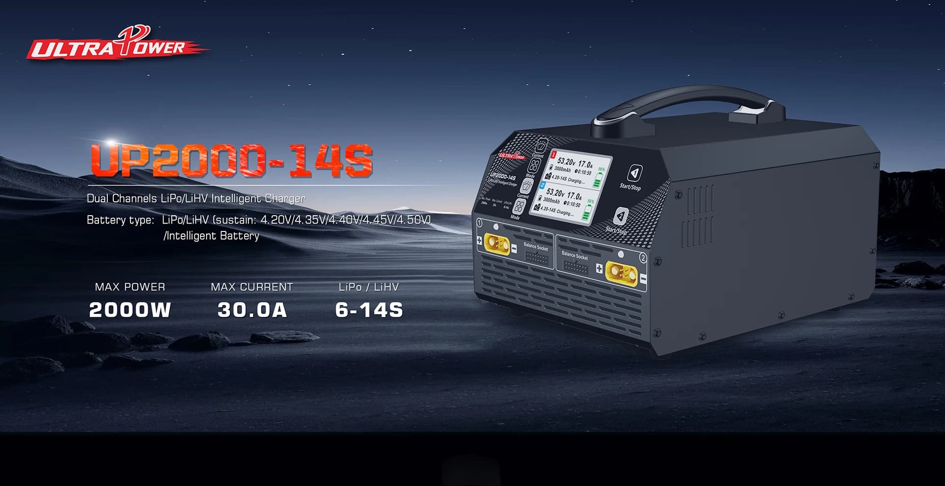 Ultra PowerUP2000-14S Caricatore universale CA ad alta potenza 4,5 V ad alta tensione
