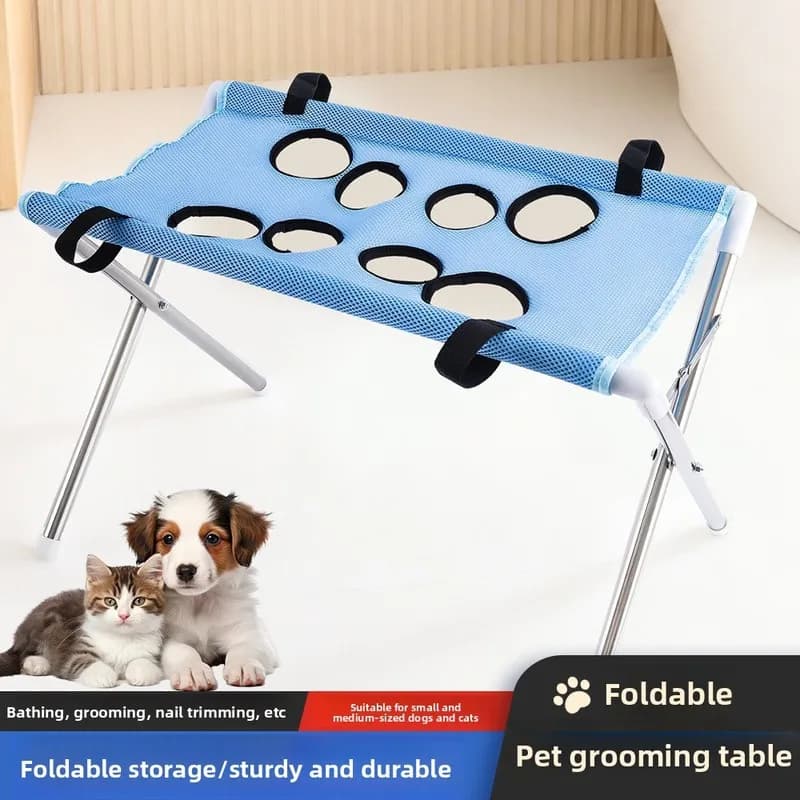 Foldable Pet Grooming Bath Table Multi‑hole Suspended Design Anti‑Struggle Washing Station Cats Dogs