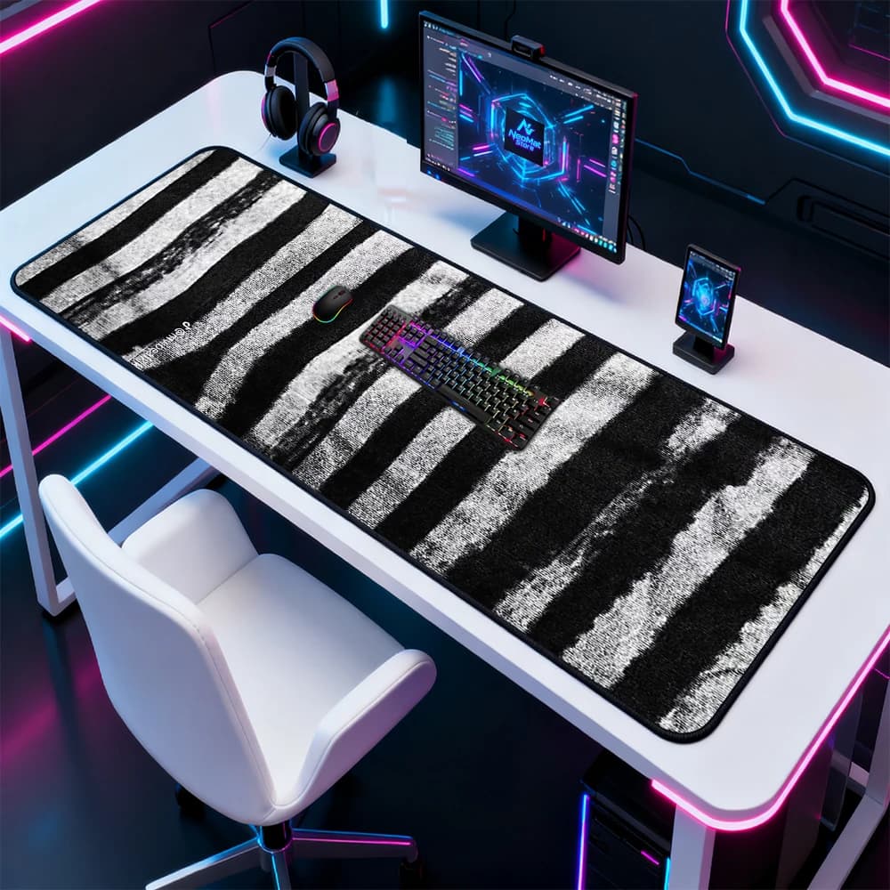 Monochrome Striped Mouse Pad Desk Mat 120x60 Texture Gaming Black Mousepad 140x60 White XXXL Very Large Mousepads Pc Gamer