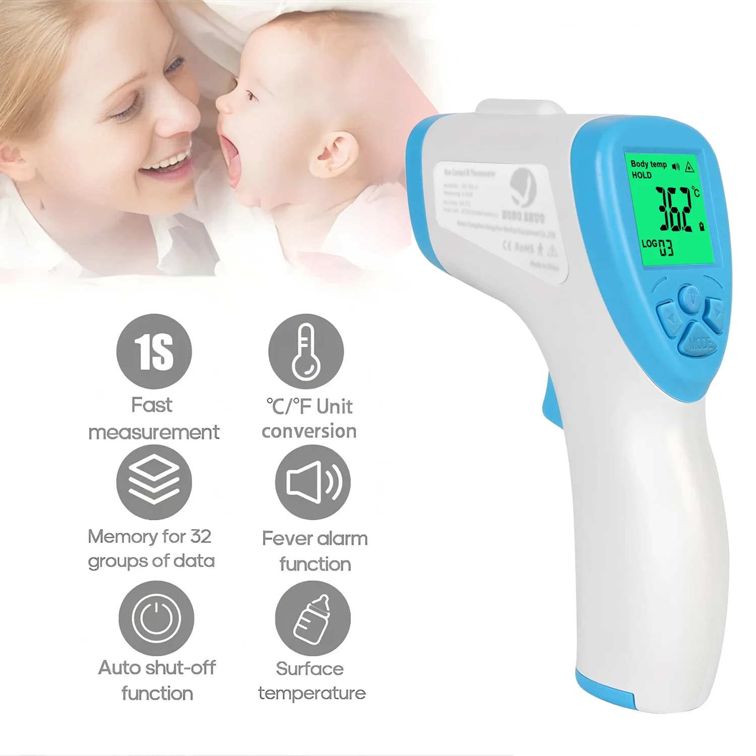 Infrared thermometer Medical thermometer for body Fever measuring instrument with digital backlight for children Adult thermograph