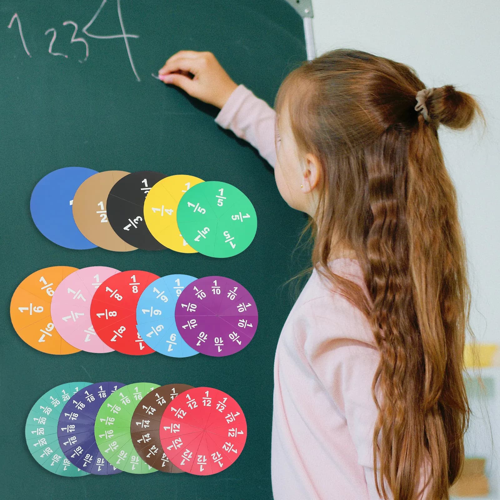 Set di Piastrelle Magnetiche per Frazioni, Materiale Didattico per l'Insegnamento delle Operazioni sulle Frazioni in Classe, Apprendimento Visivo Educativo