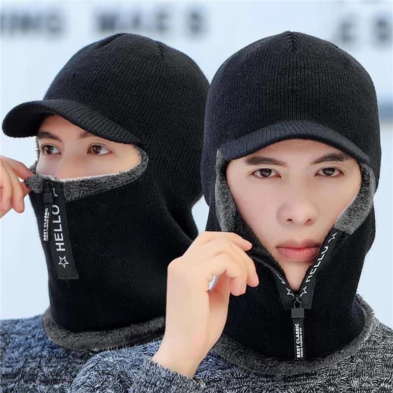 New Men winter hot wool hat outdoor ear protection hats hot often knitted bicycle Capd scarf visor windproof cap