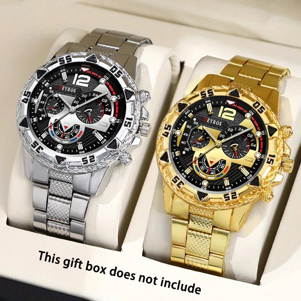 Men's watch 2 pieces/set, classic fashion men's quartz watch set, analog casual wristwatch set, men's gifts.