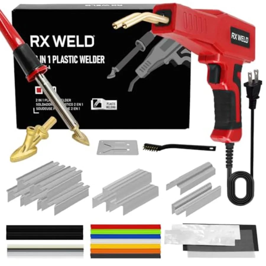 Kit di Saldatura Plastica 2 in 1, Set di Riparazione con 1000 Graffette a Caldo per Paraurti Auto, Kayak, Giocattoli in Plastica, Numero di Brevetto