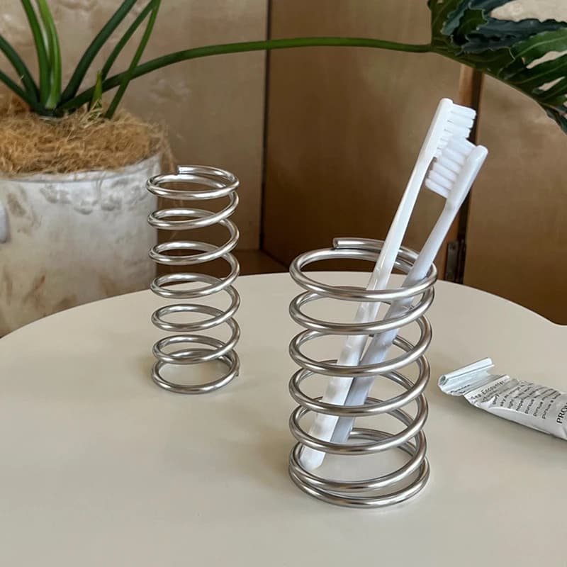 Portaspazzolino in Acciaio Inossidabile, Accessorio da Bagno in Metallo, Porta Spazzole da Denti e Pennelli da Trucco, Decorazione per la Casa 2026