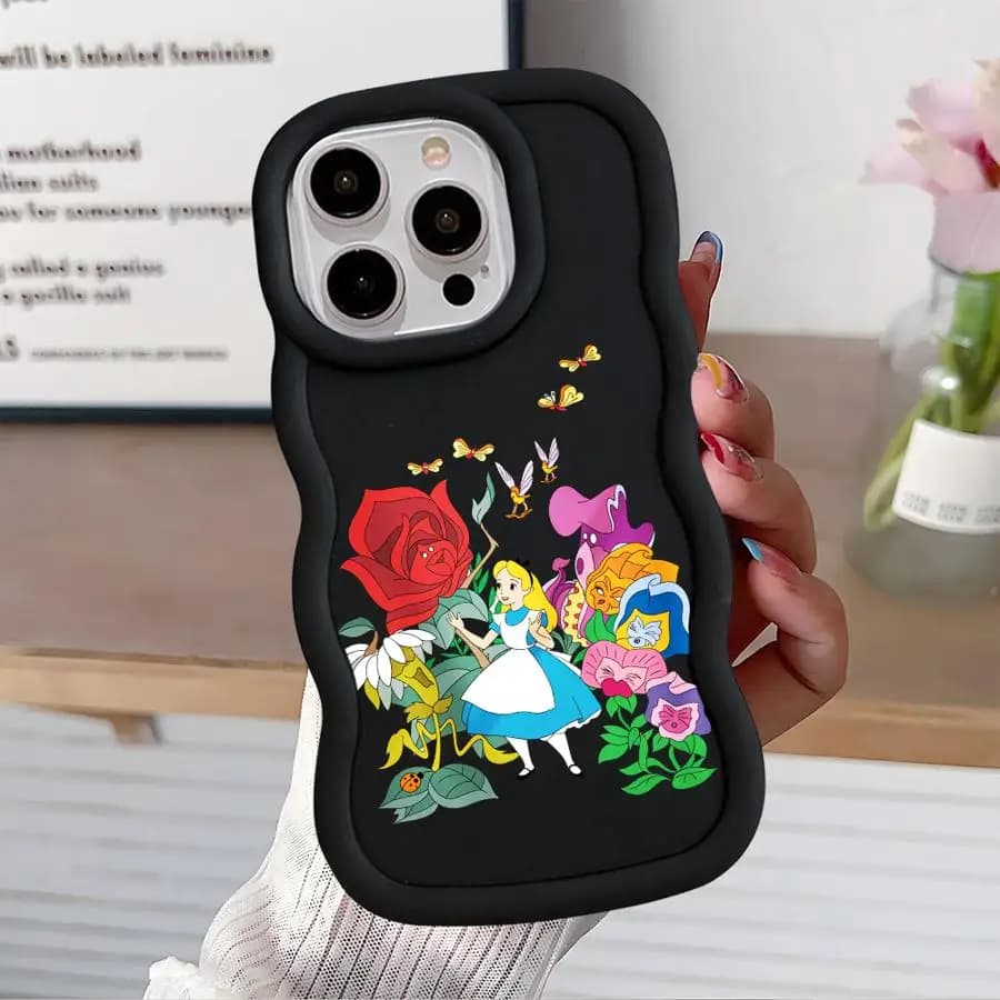 Cover Morbida Disney Alice Rapunzel per iPhone 17 14 11 XR 15 Plus 12 13 17e 17Air 16 Pro Max 8