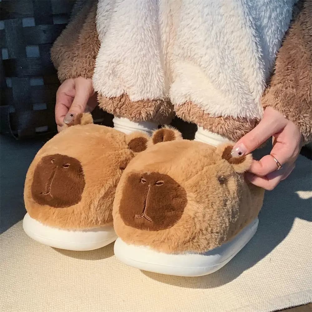 Smooth stereoscopic capibara for the house Footwear for animated cartoons for women Chunky closed heels Hot pair of home cotton shoes