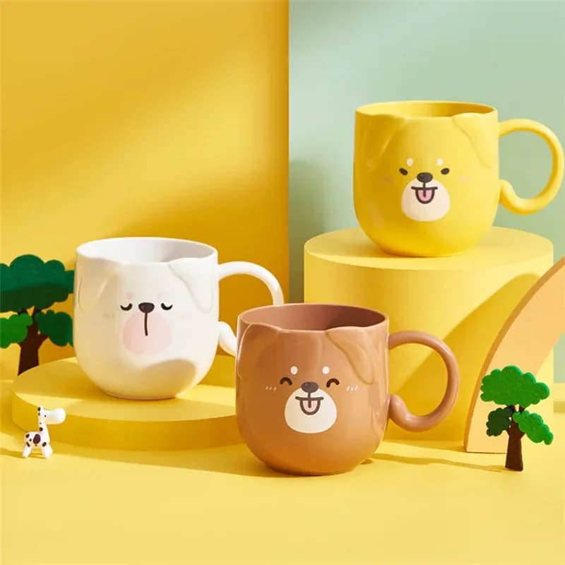 Simpatici bicchieri di plastica Cartoon spazzolino da denti gargarismi Cup Creative Cat Dog collutorio Cup Wash Brush Cups forniture per il bagno per la casa