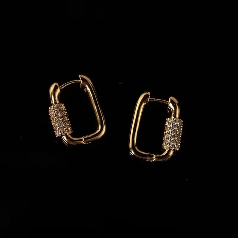 925 Sterling Silver Ear Needle Light Luxury Gold Hoop Earrings White Zircon U-shaped Design Earring for Women Jewelry Gift Party