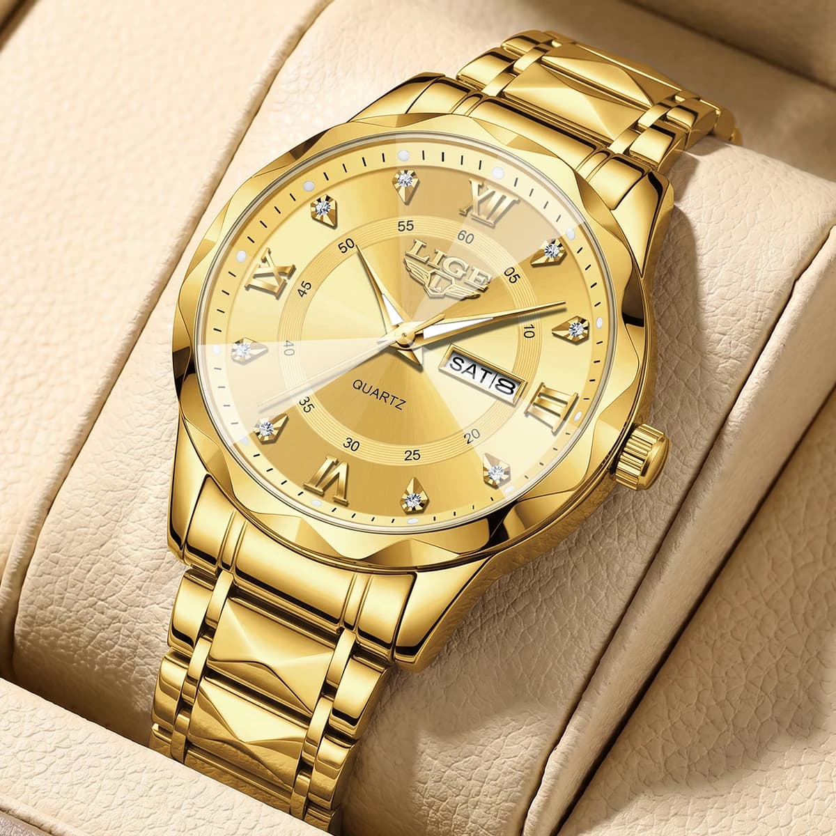 New LIGE Top Brand Luxury Man Wristwatch Waterproof Luminous Date Week Men Watches Stainless Steel Quartz Men's Watch Male reloj