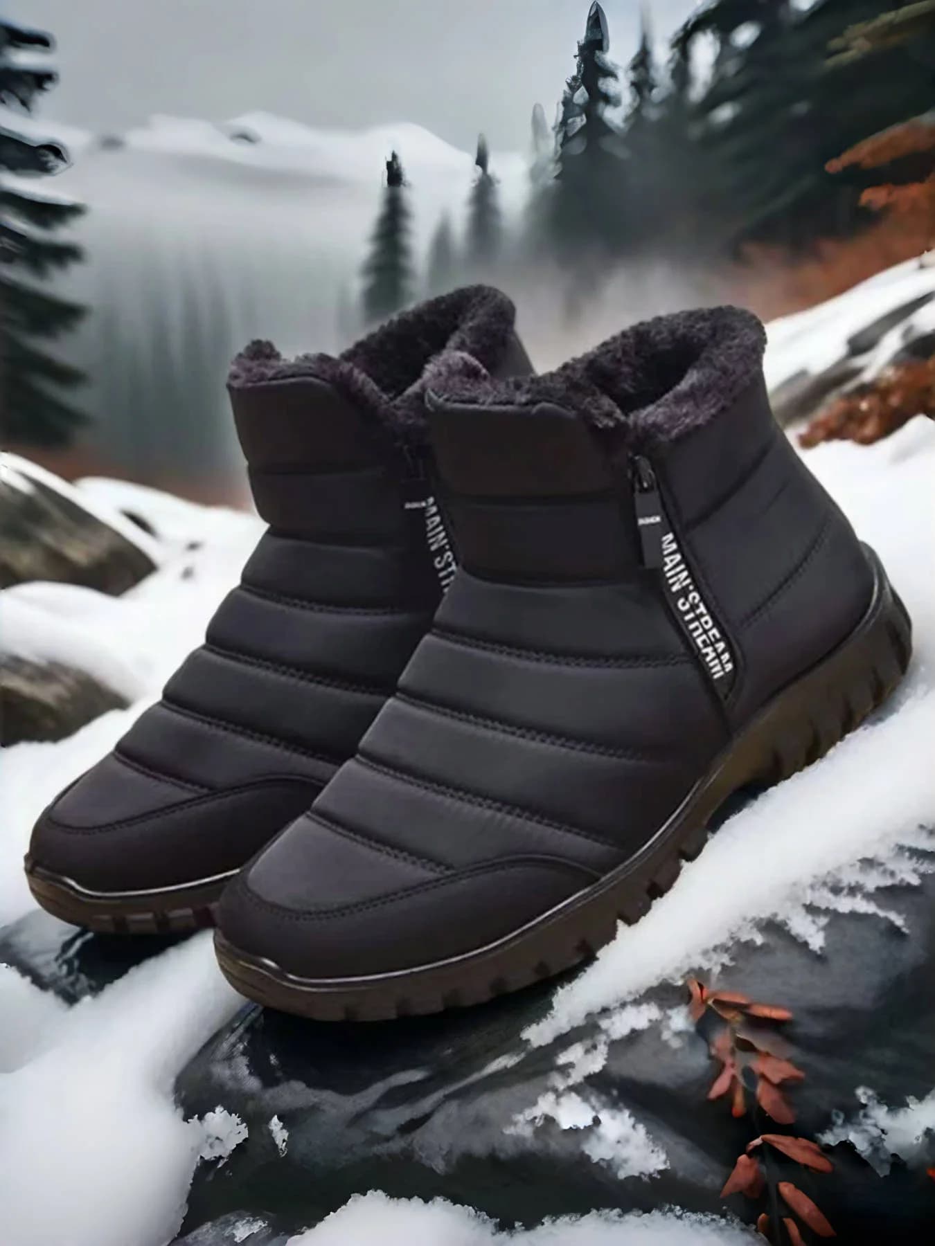 Scarpe da uomo: Scarpe casual da uomo con stivali da neve in pile, caldi, impermeabili e resistenti all'usura
